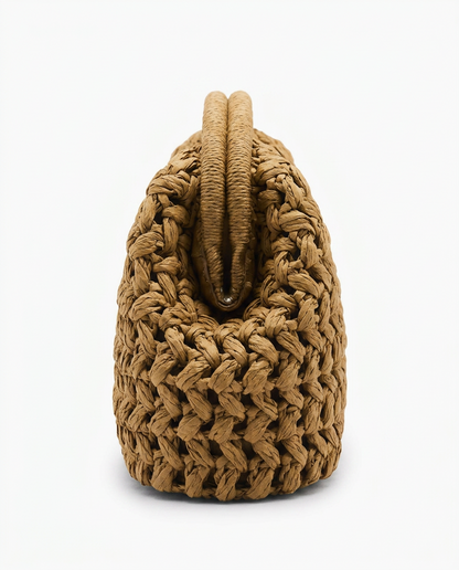 Lio Woven Raffia Clutch Boho Beach Purse - Yellow
