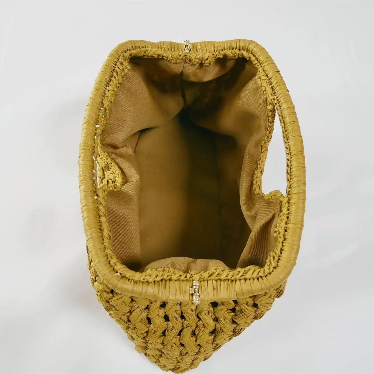 Lio Woven Raffia Clutch Boho Beach Purse - Yellow
