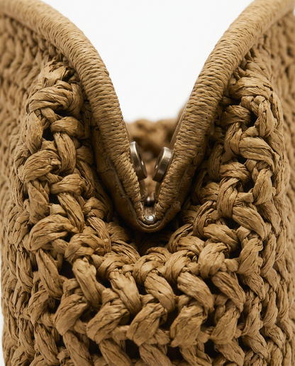Lio Woven Raffia Clutch Boho Beach Purse - Yellow
