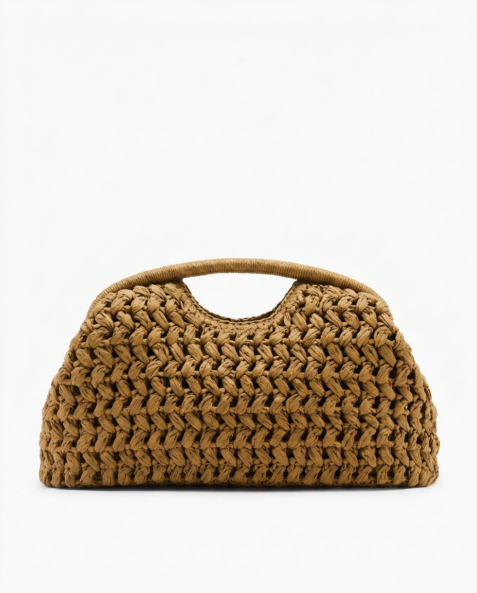 Lio Woven Raffia Clutch Boho Beach Purse - Yellow