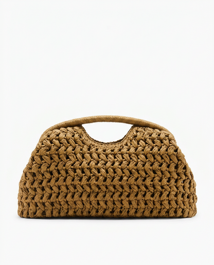 Lio Woven Raffia Clutch Boho Beach Purse - Yellow