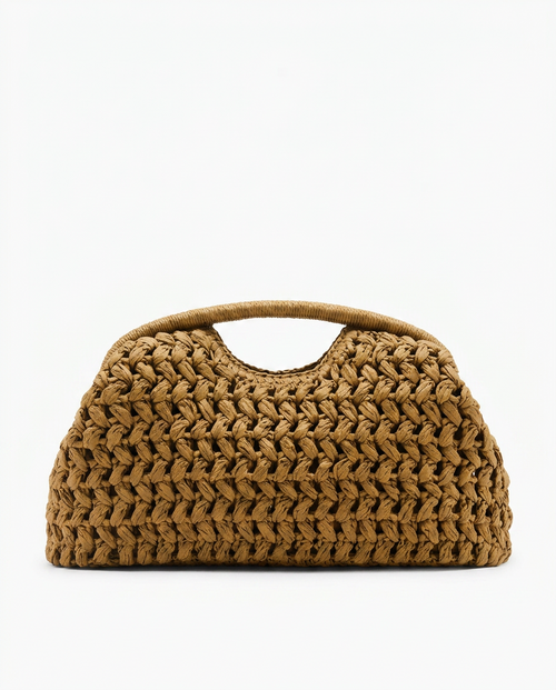 Lio Woven Raffia Clutch Boho Beach Purse - Yellow