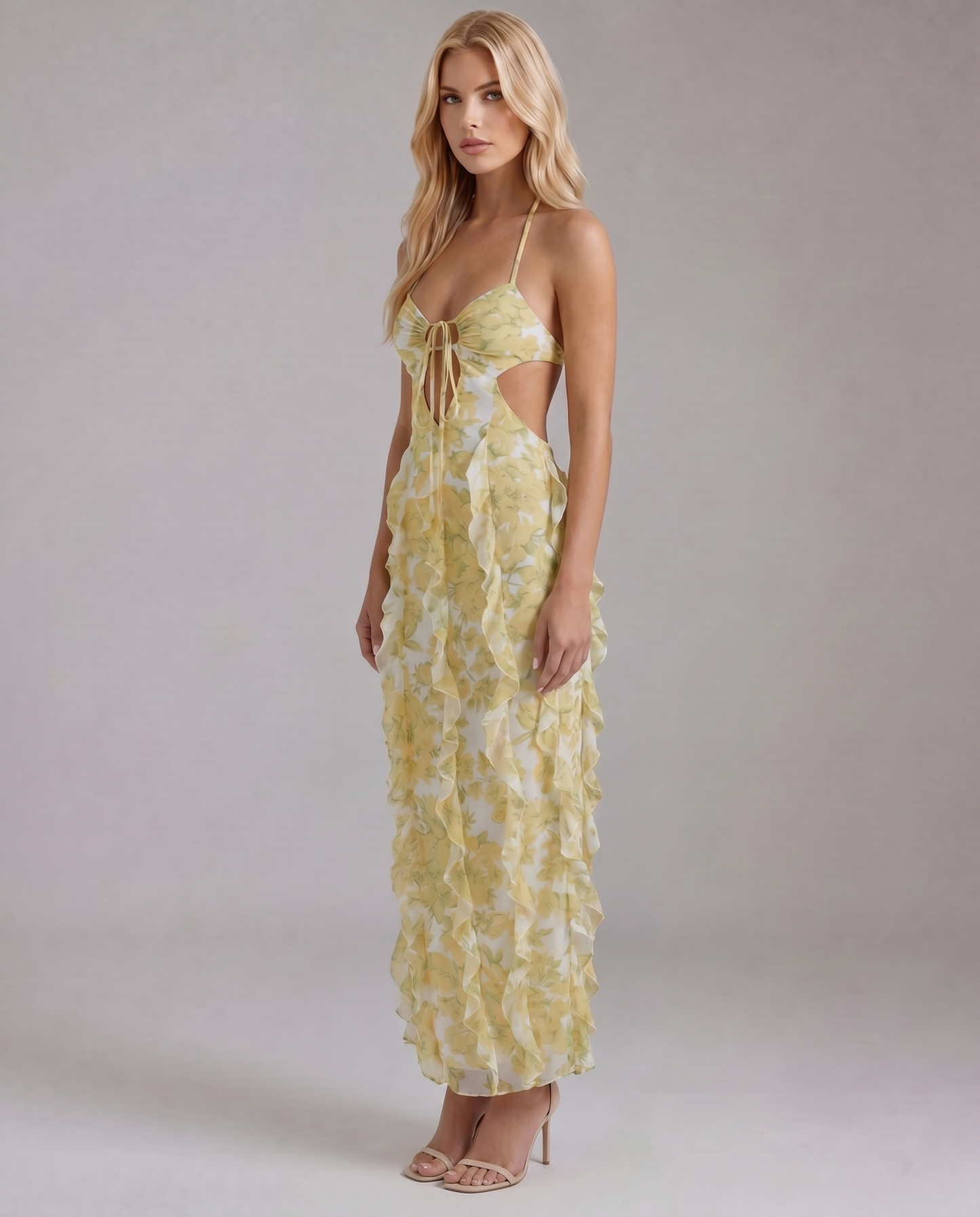 Lola Ruffle Maxi Sundress - Yellow