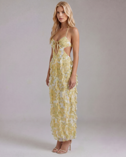 Lola Ruffle Maxi Sundress - Yellow