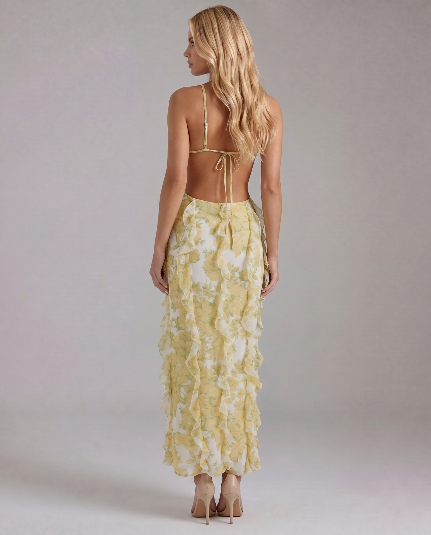 Lola Ruffle Maxi Sundress - Yellow