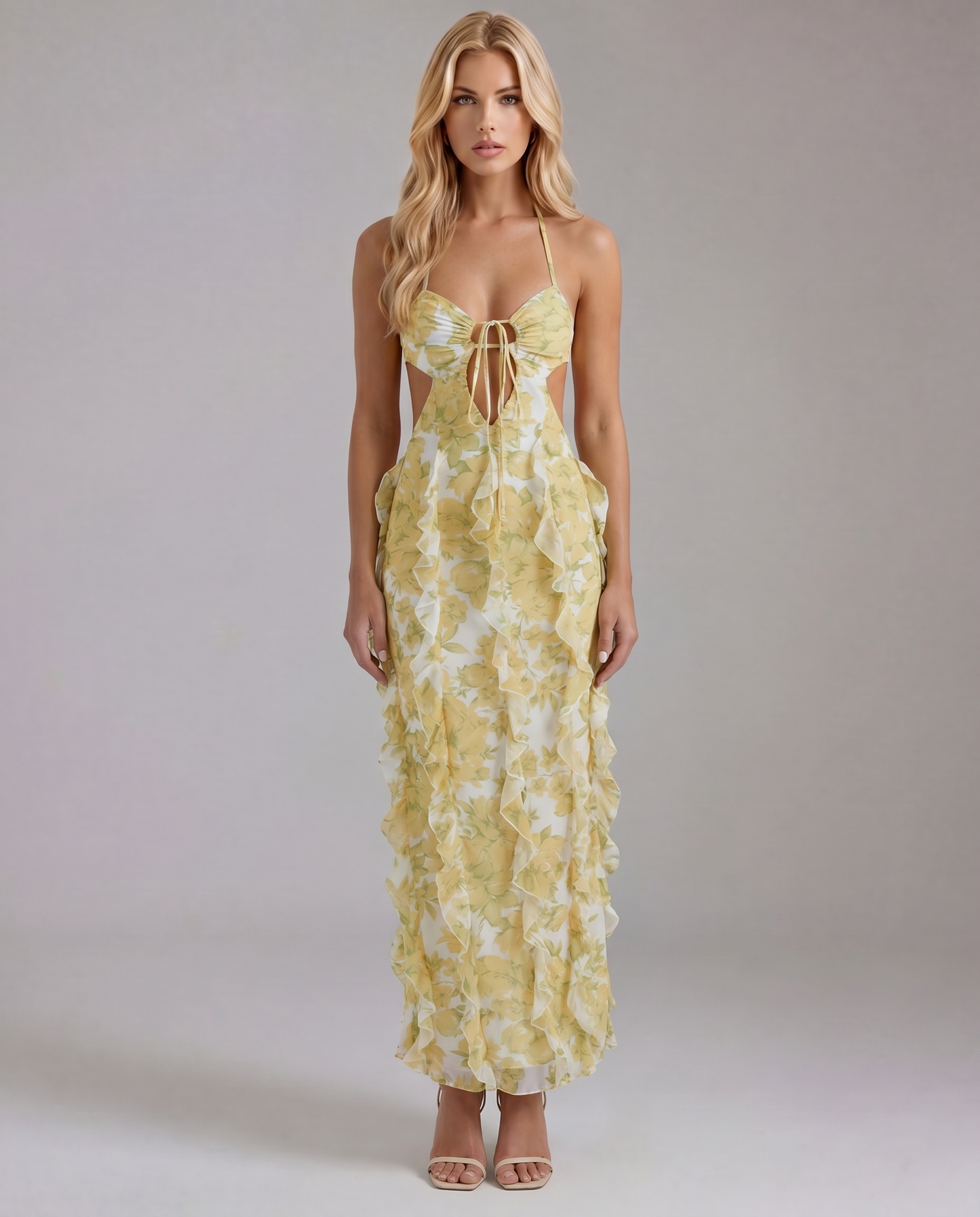 Lola Ruffle Maxi Sundress - Yellow