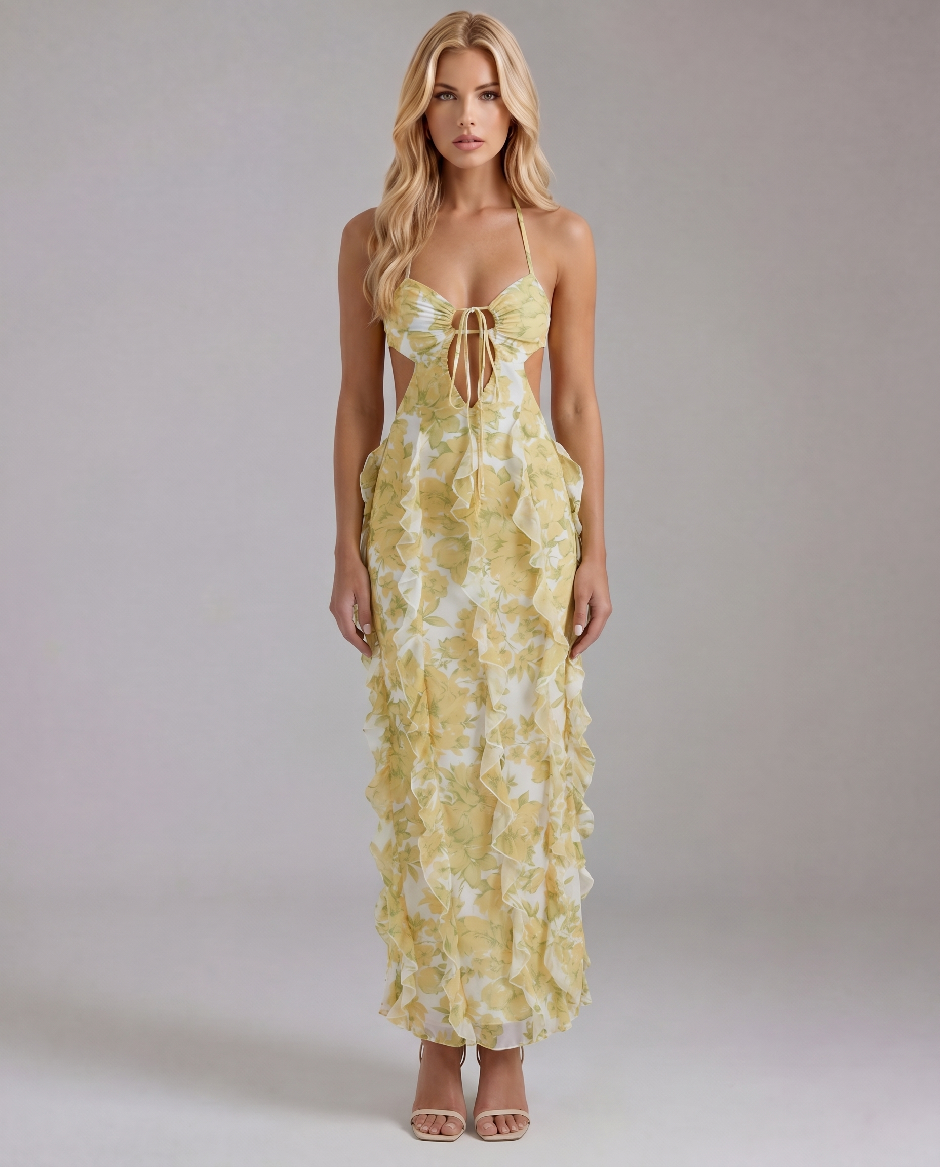 Lola Ruffle Maxi Sundress - Yellow
