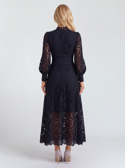 Lucille Lace Midi Dress - Black