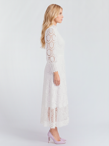 Lucille Lace Midi Dress - White