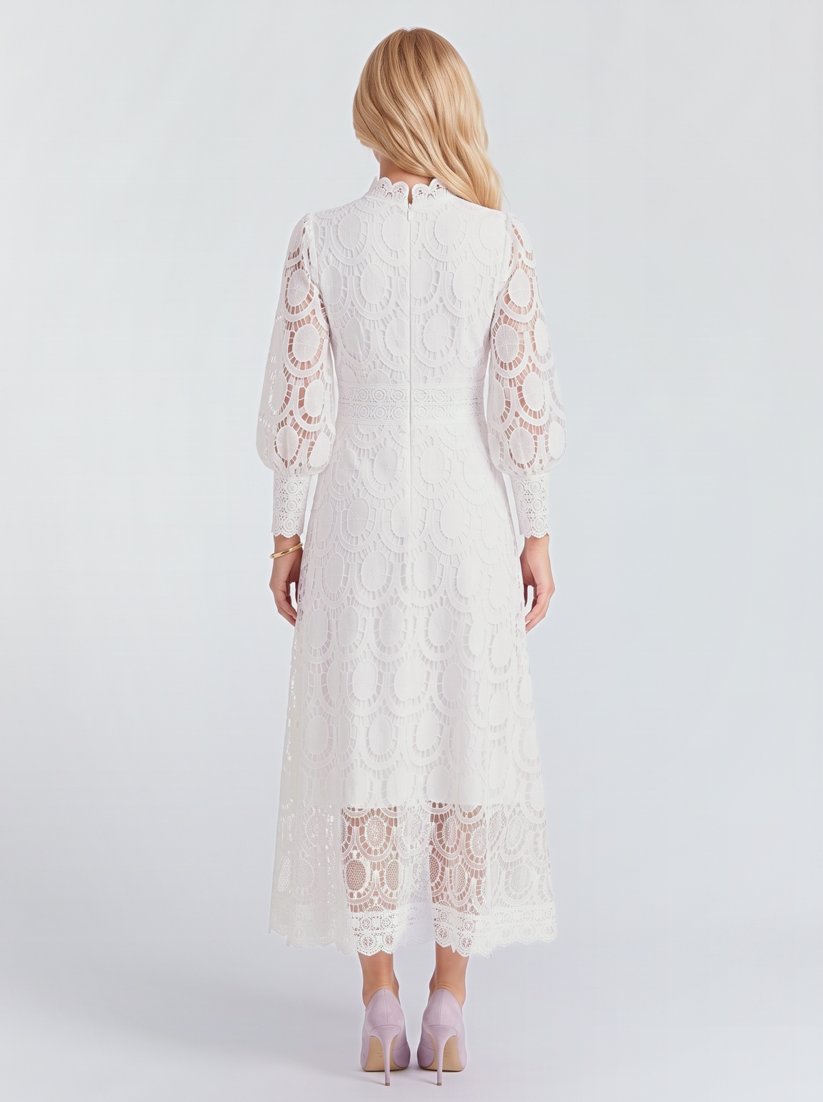 Lucille Lace Midi Dress - White