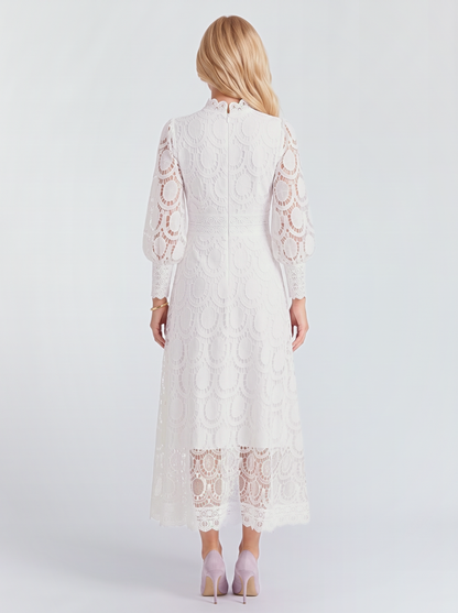 Lucille Lace Midi Dress - White