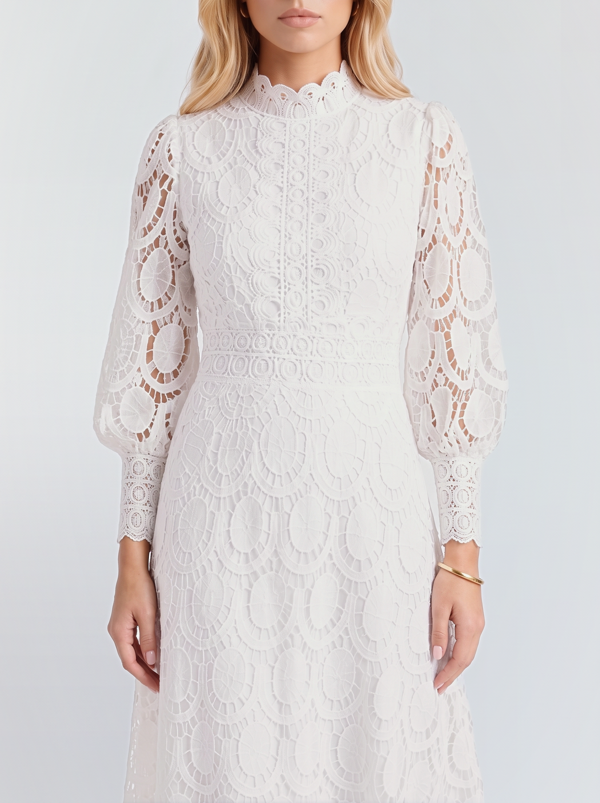 Lucille Lace Midi Dress - White