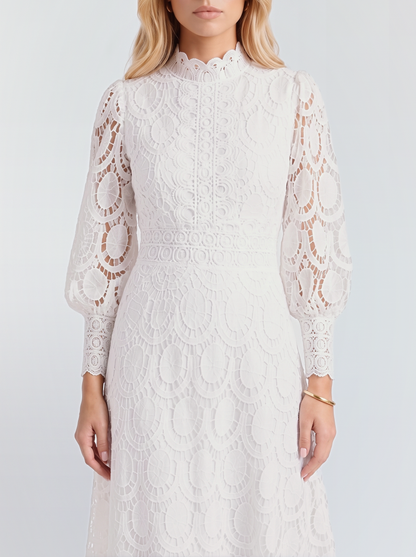 Lucille Lace Midi Dress - White