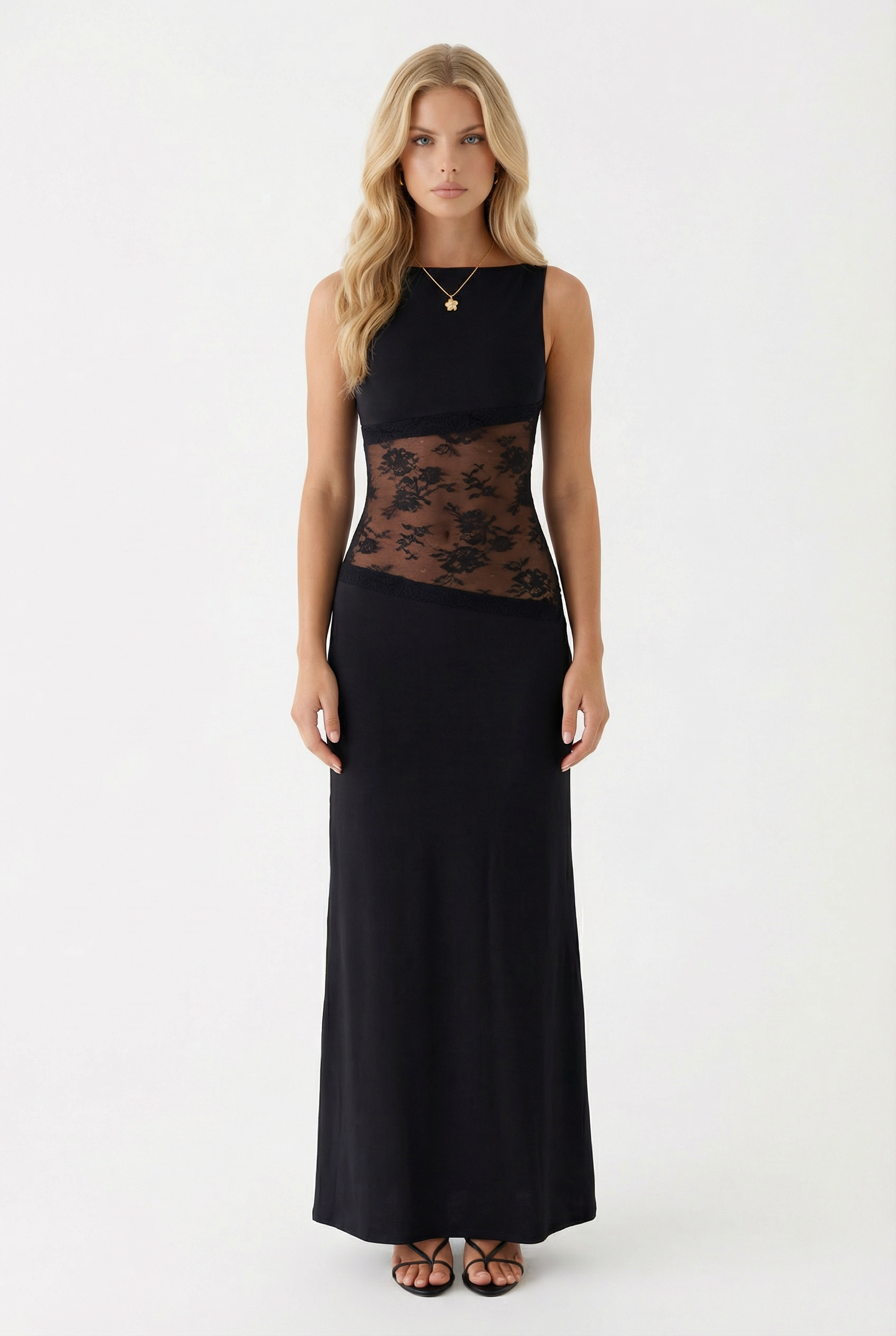 Lucy Lace Maxi Dress - Black