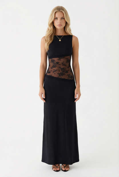 Lucy Lace Maxi Dress - Black