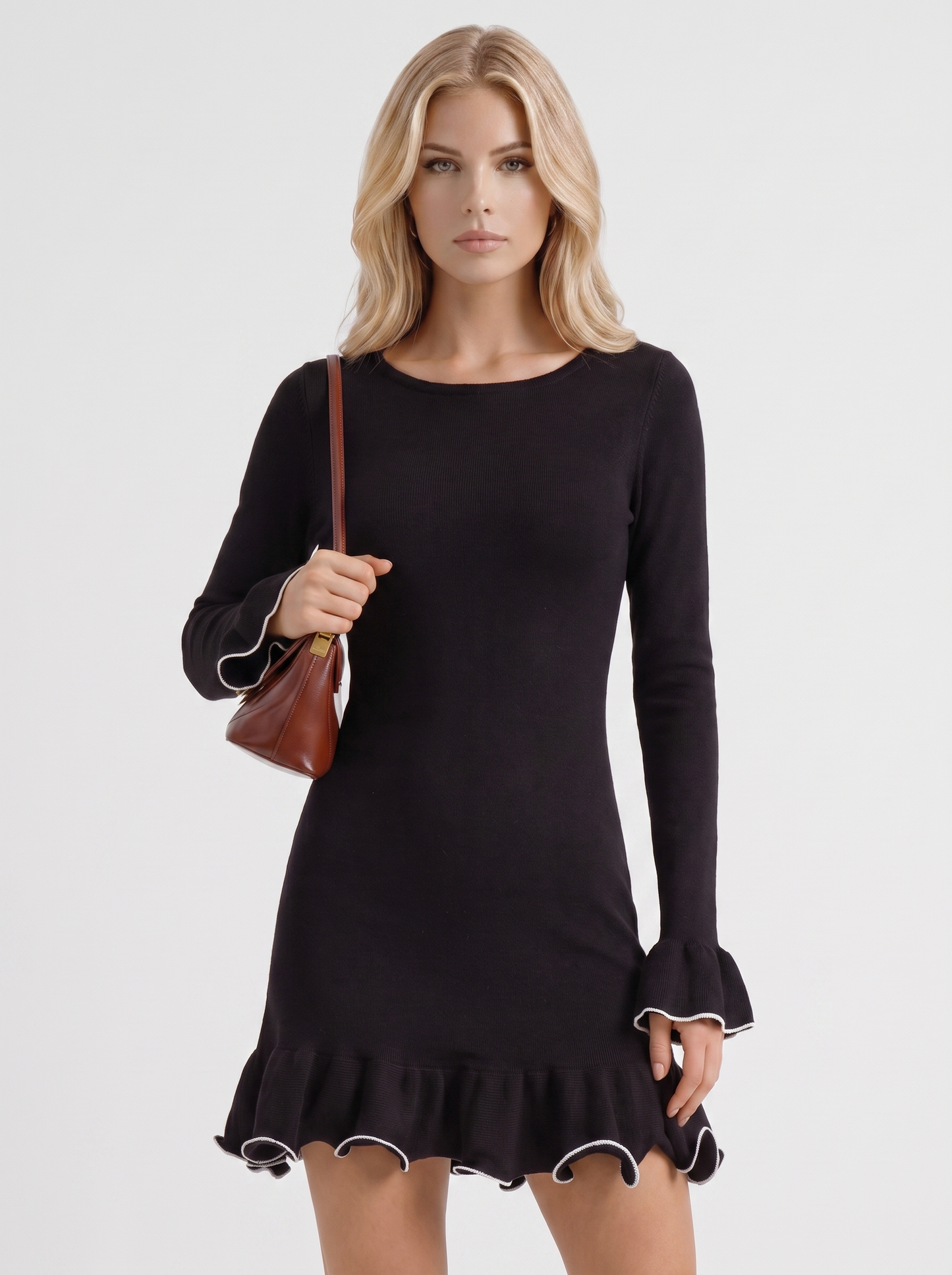 Luna Long Sleeve Bodycon Mini Dress - Black
