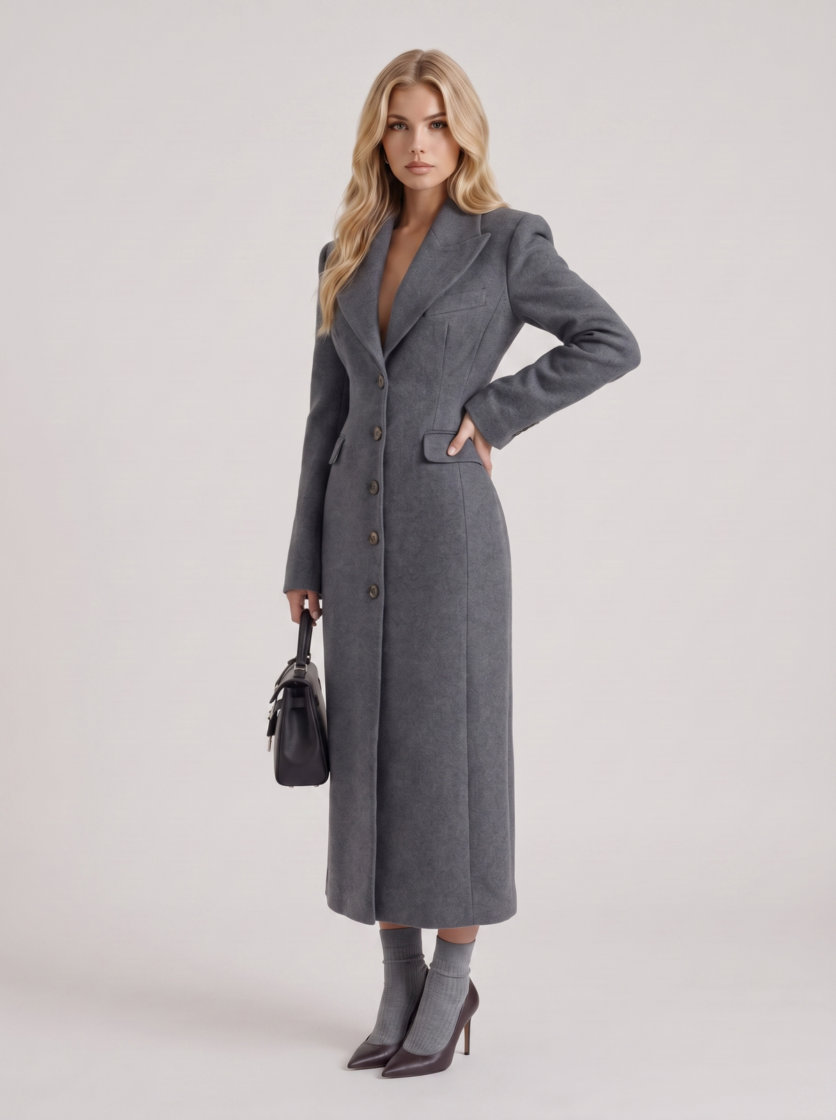 Mabel Longline Coat - Gray