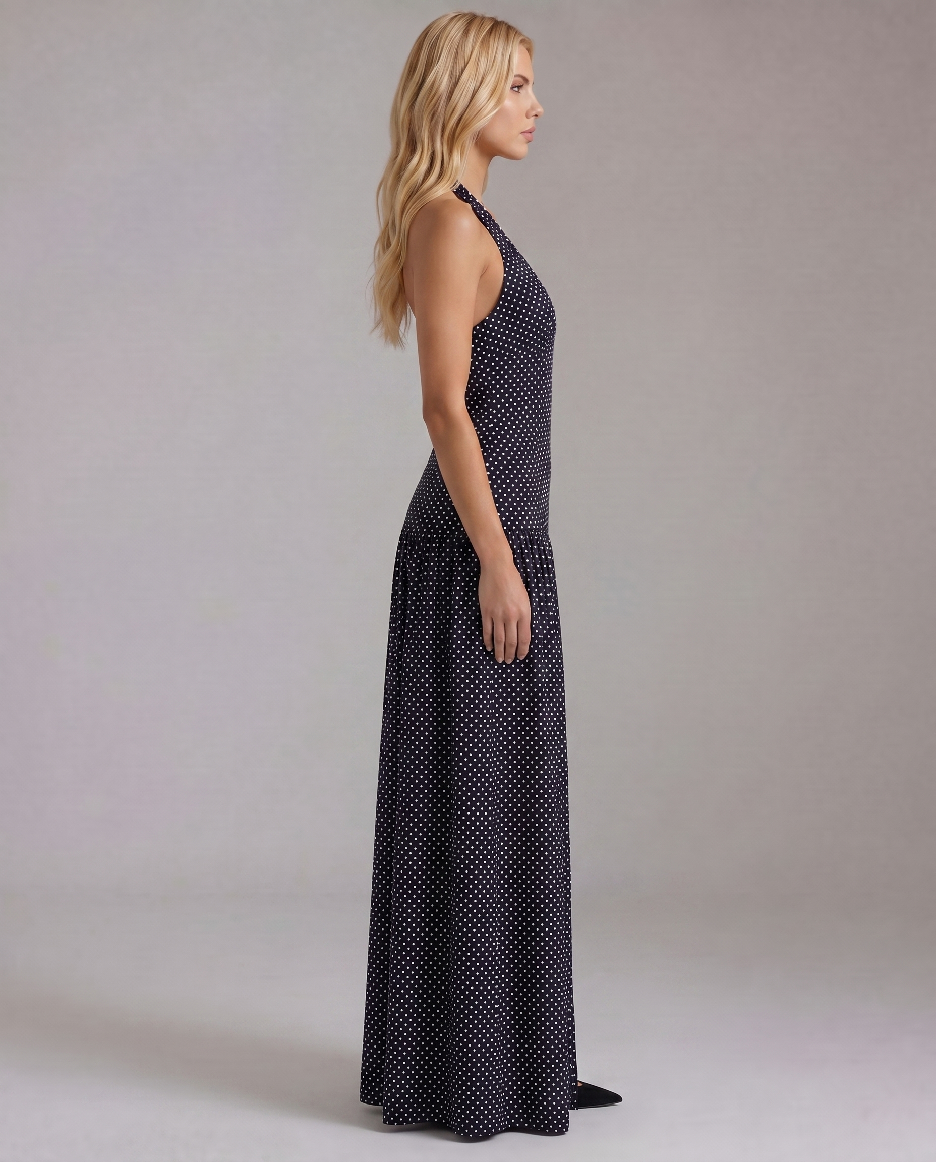 Margot Polka Dot Halter Mini Dress - Black