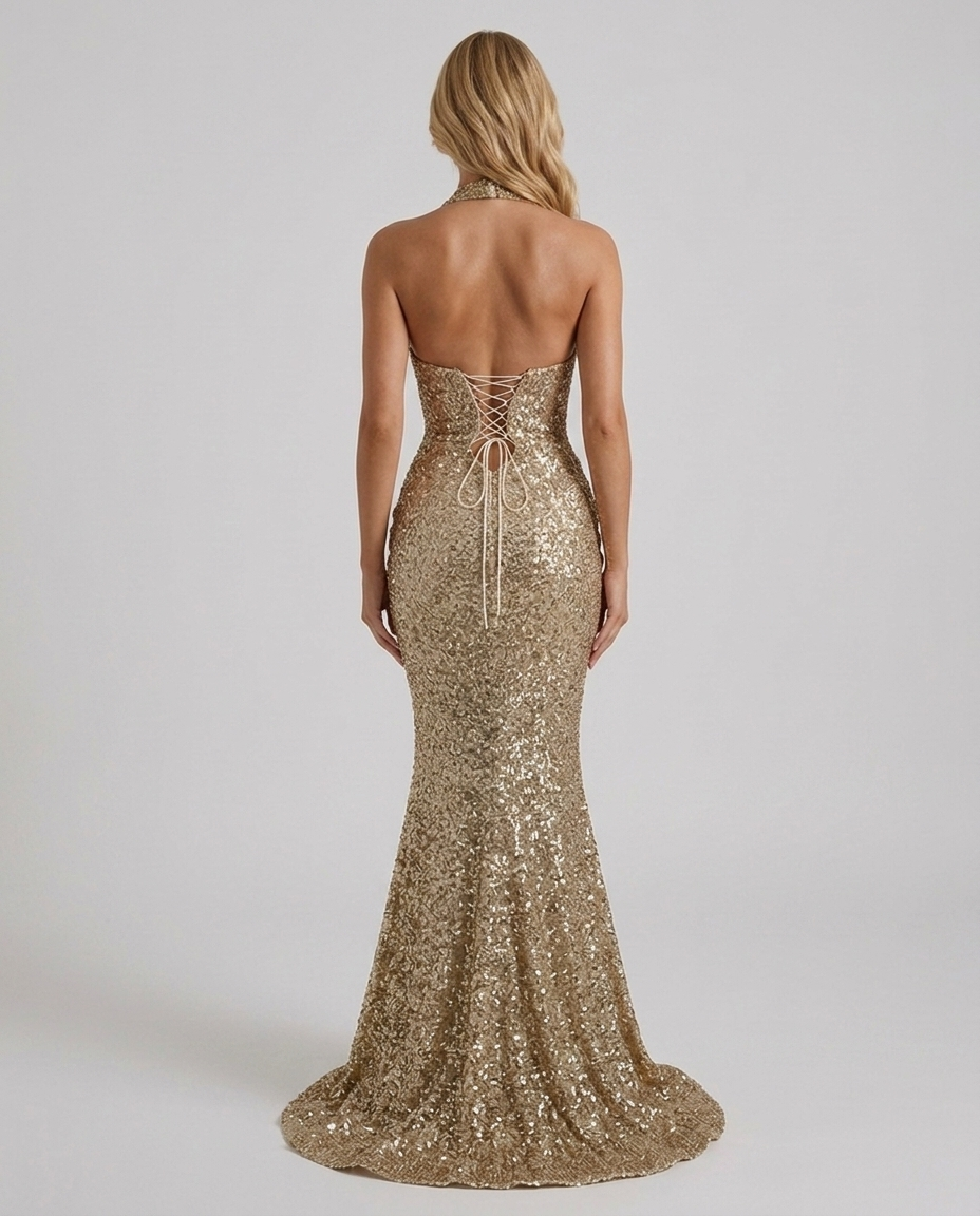 Mari Mermaid Maxi Dress - Gold