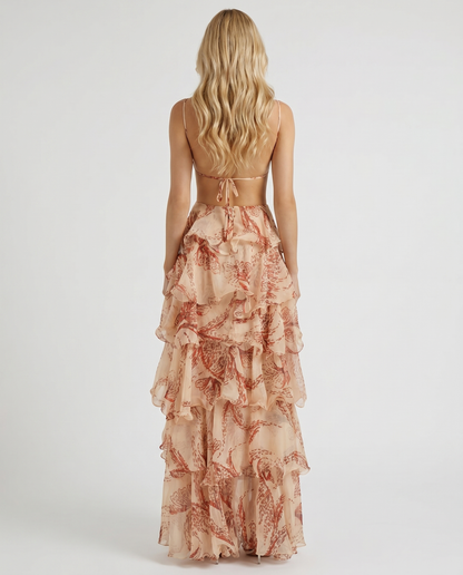 Marielle Butterfly Maxi Dress - Brown