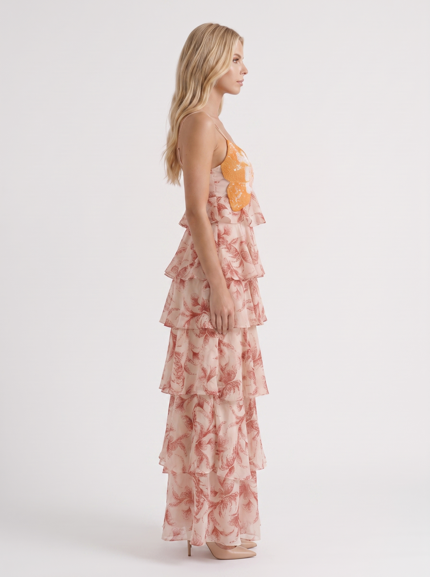 Marielle Butterfly Maxi Dress - Brown