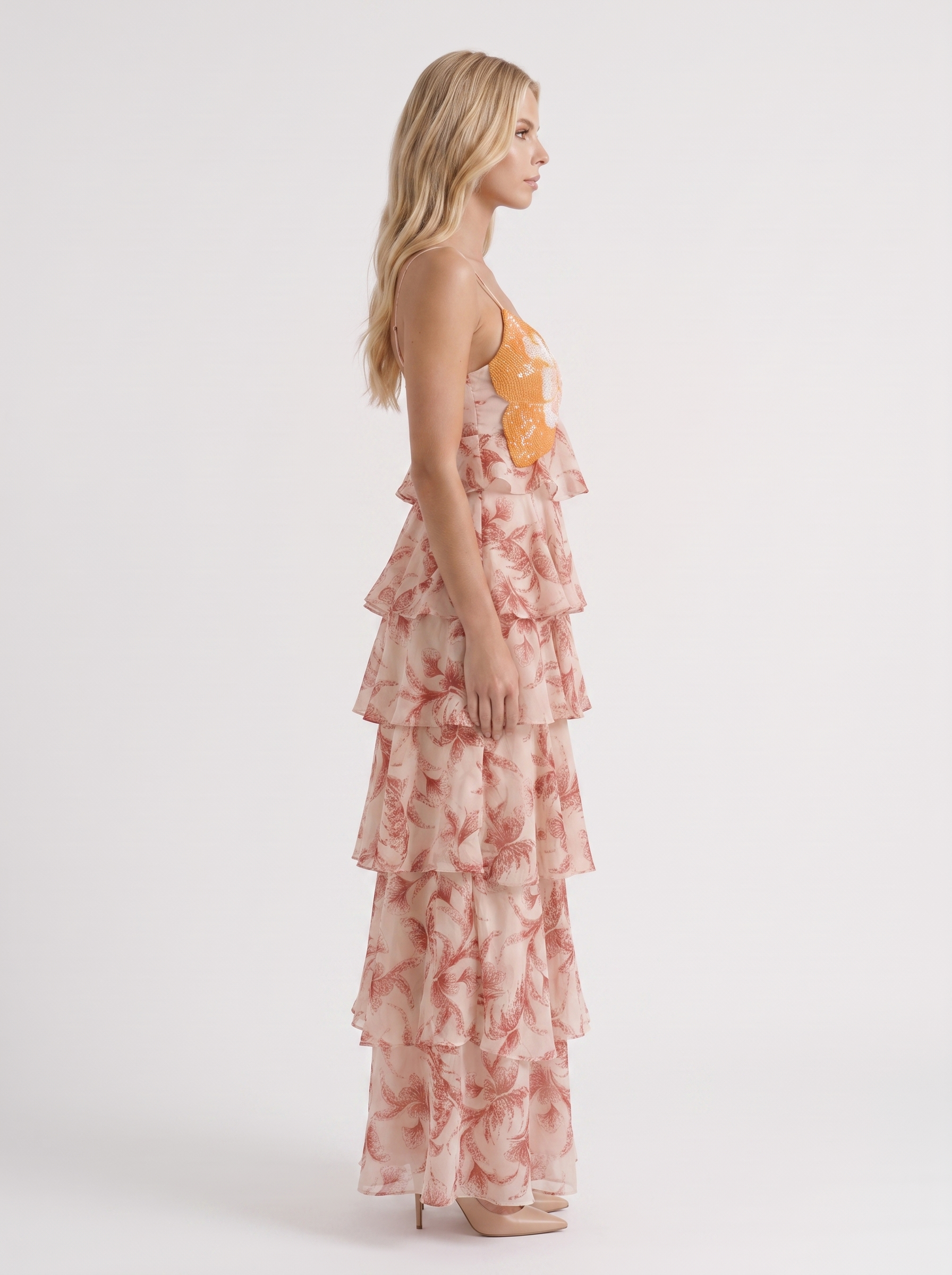 Marielle Butterfly Maxi Dress - Brown