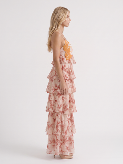 Marielle Butterfly Maxi Dress - Brown