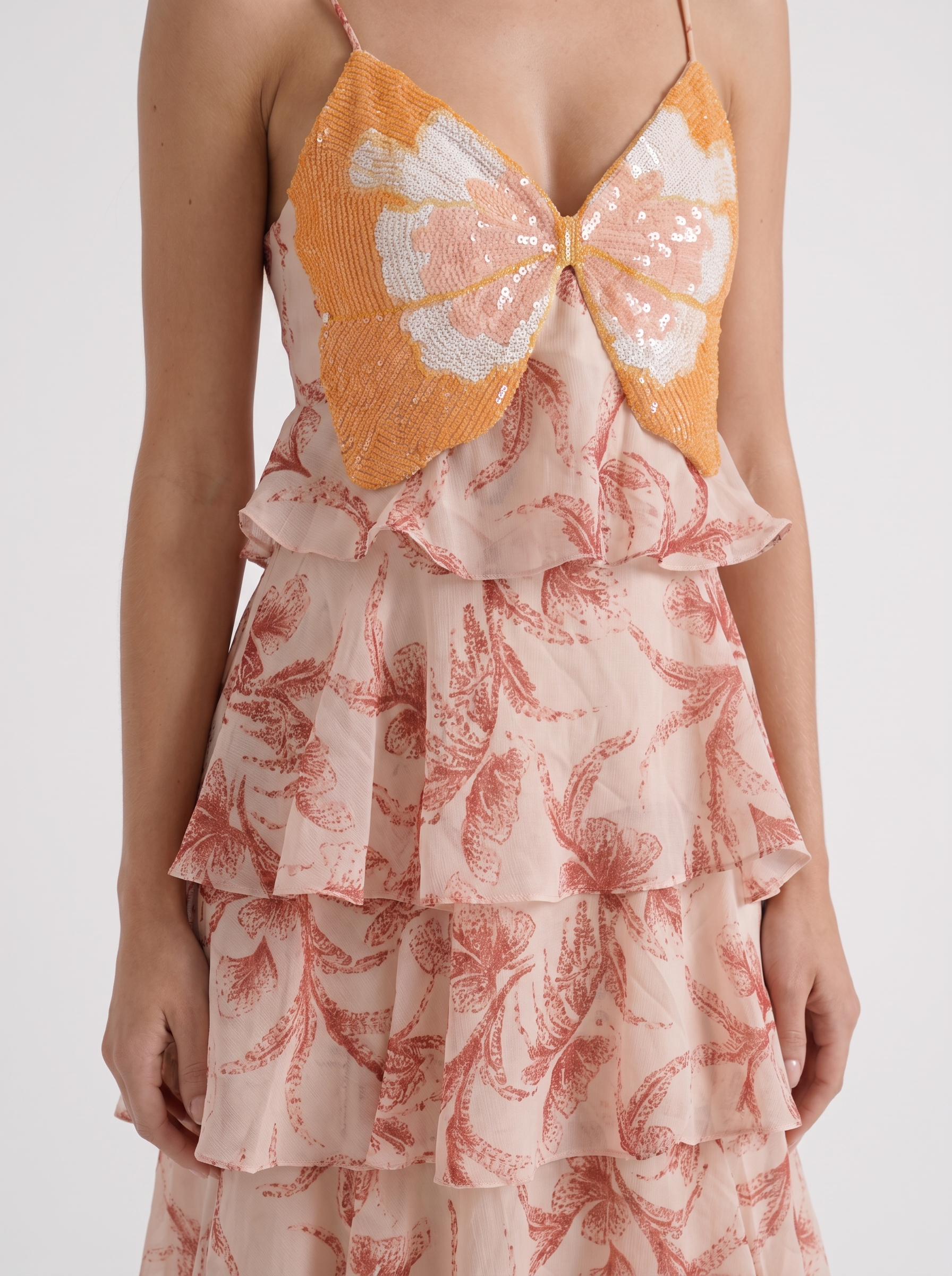 Marielle Butterfly Maxi Dress - Brown