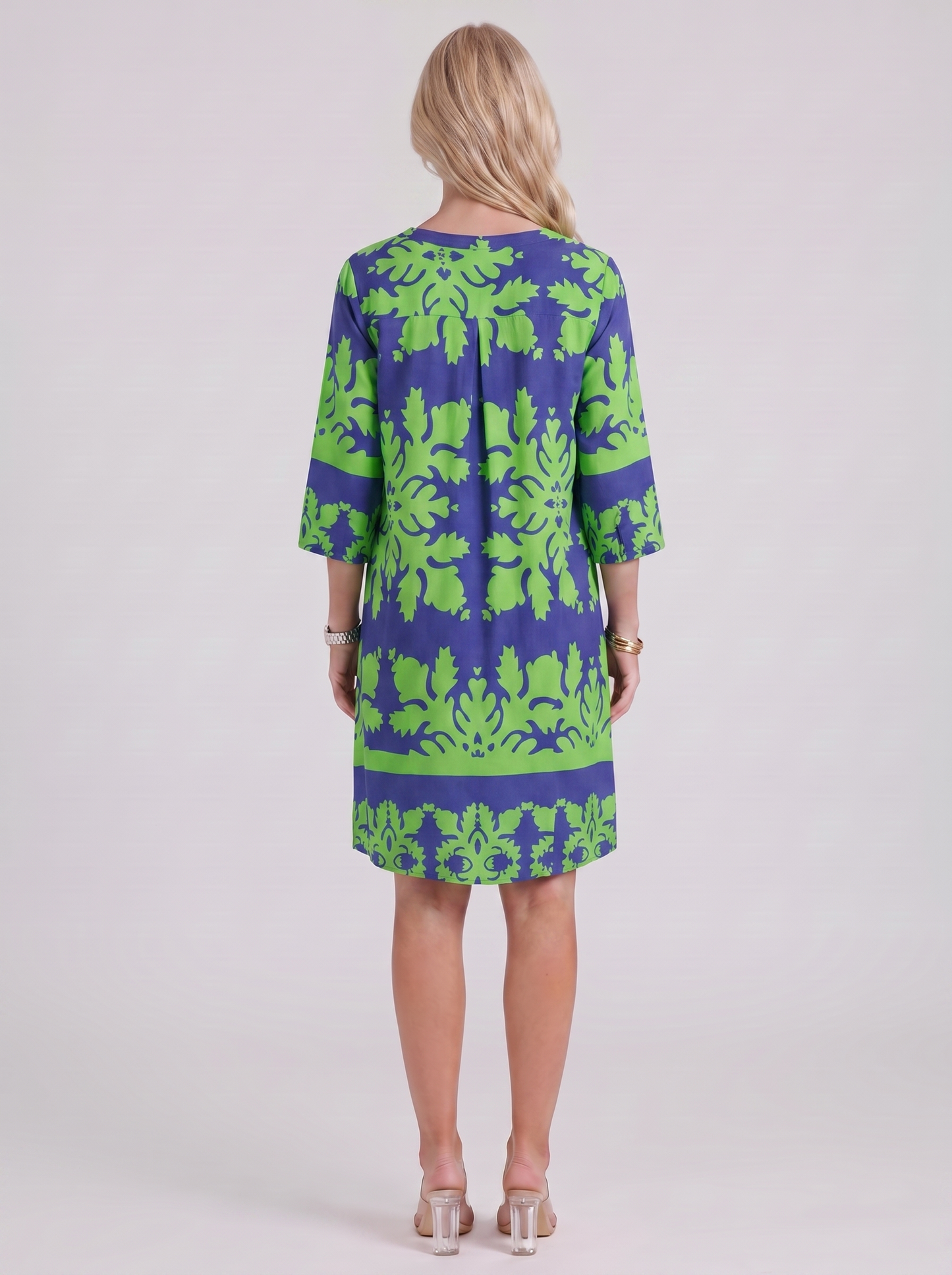 Women green floral midi dress with v neckline and floral print