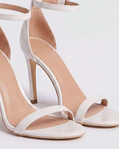 Kayla's Collectives Megan ankle strap stiletto heeled sandal in white — view 6