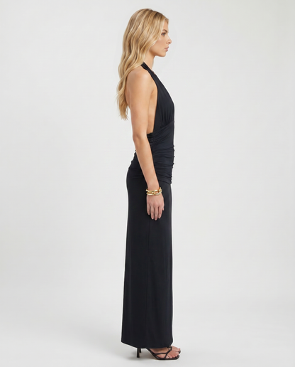 Megan Plunge Maxi Dress - Black