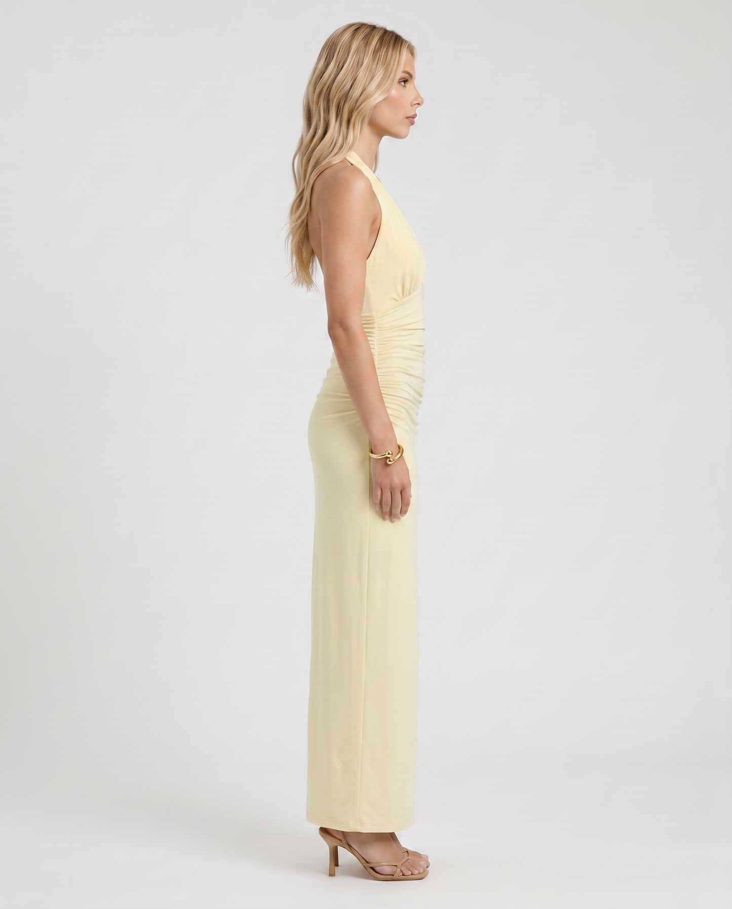 Megan Plunge Maxi Dress - Butter Yellow