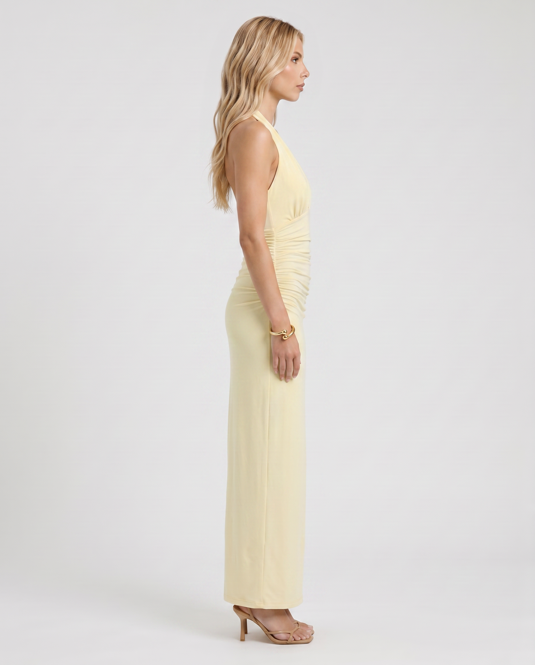 Megan Plunge Maxi Dress - Butter Yellow