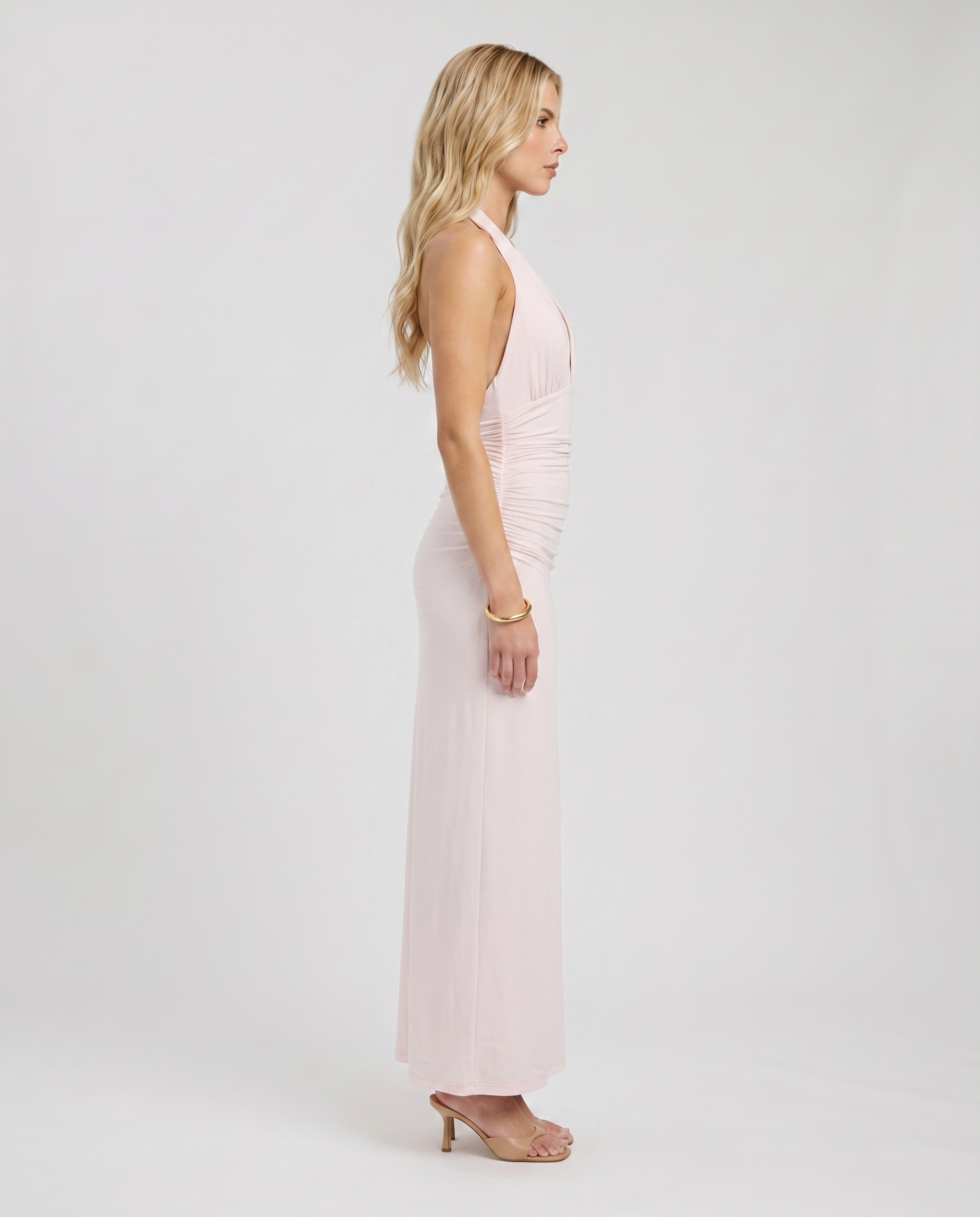 Megan Plunge Maxi Dress - Pink