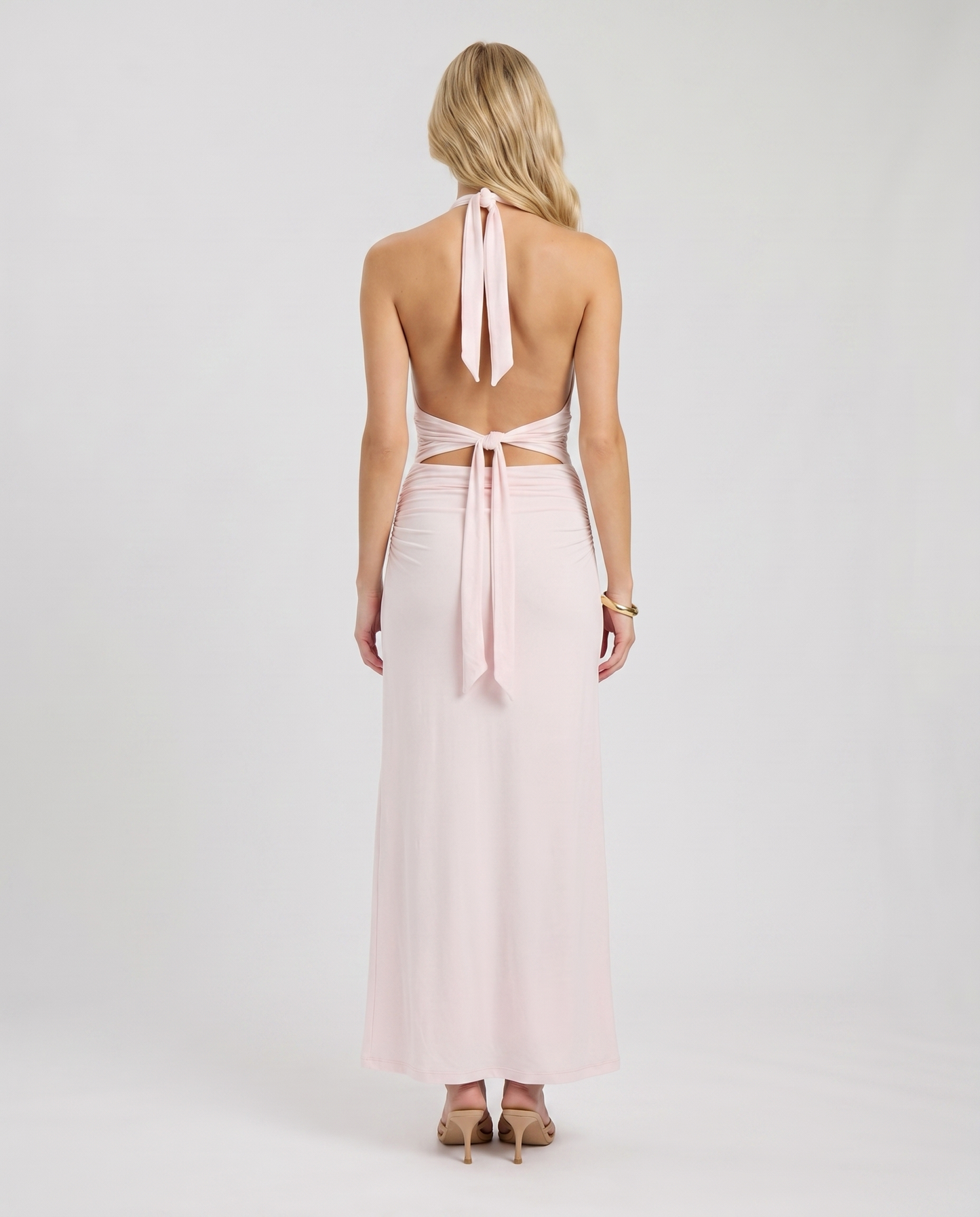 Megan Plunge Maxi Dress - Pink