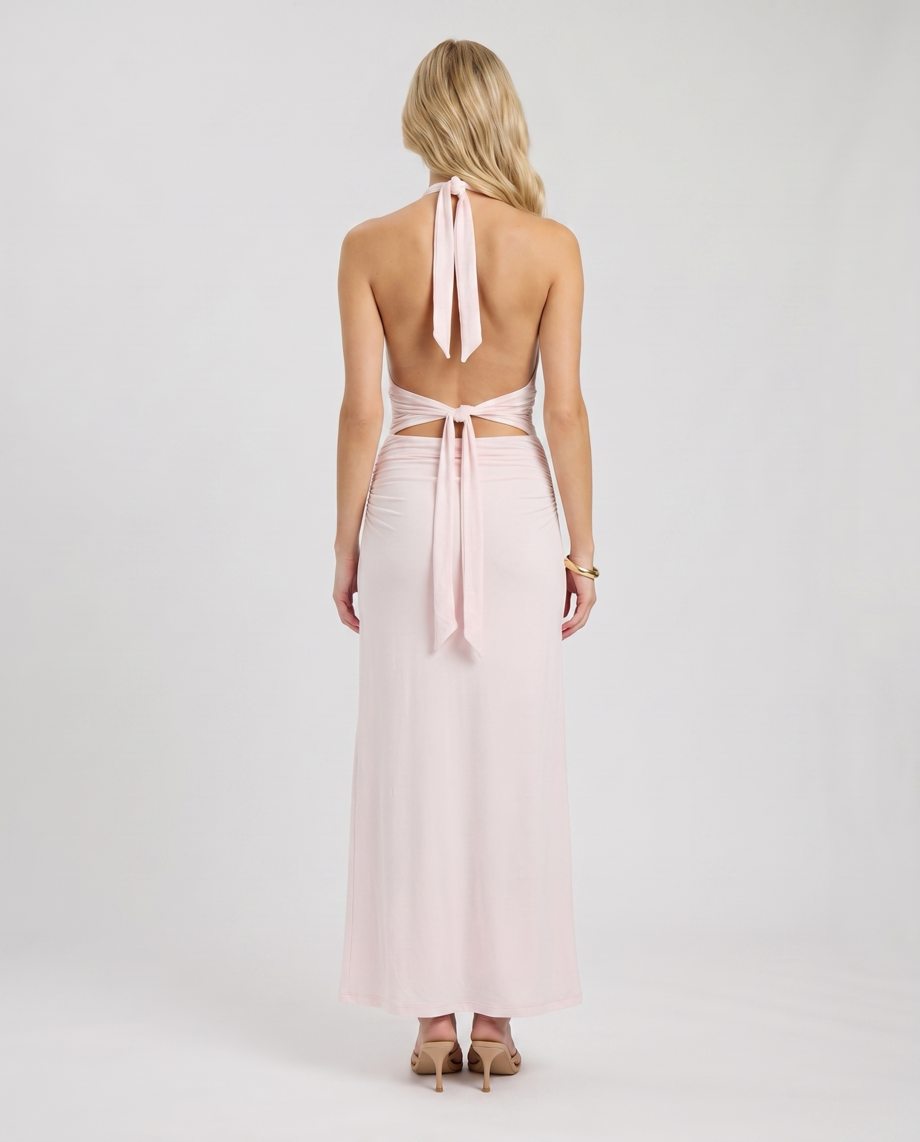Megan Plunge Maxi Dress - Pink