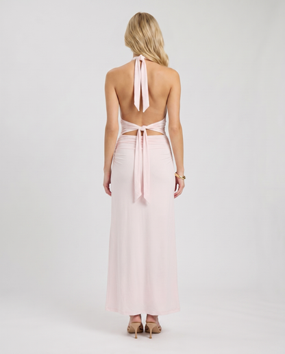 Megan Plunge Maxi Dress - Pink