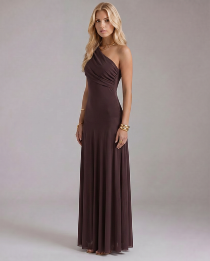 Milena Draped Maxi Dress - Brown