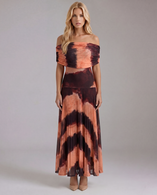 Milena Draped Maxi Dress - Brown