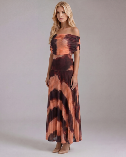 Milena Draped Maxi Dress - Brown