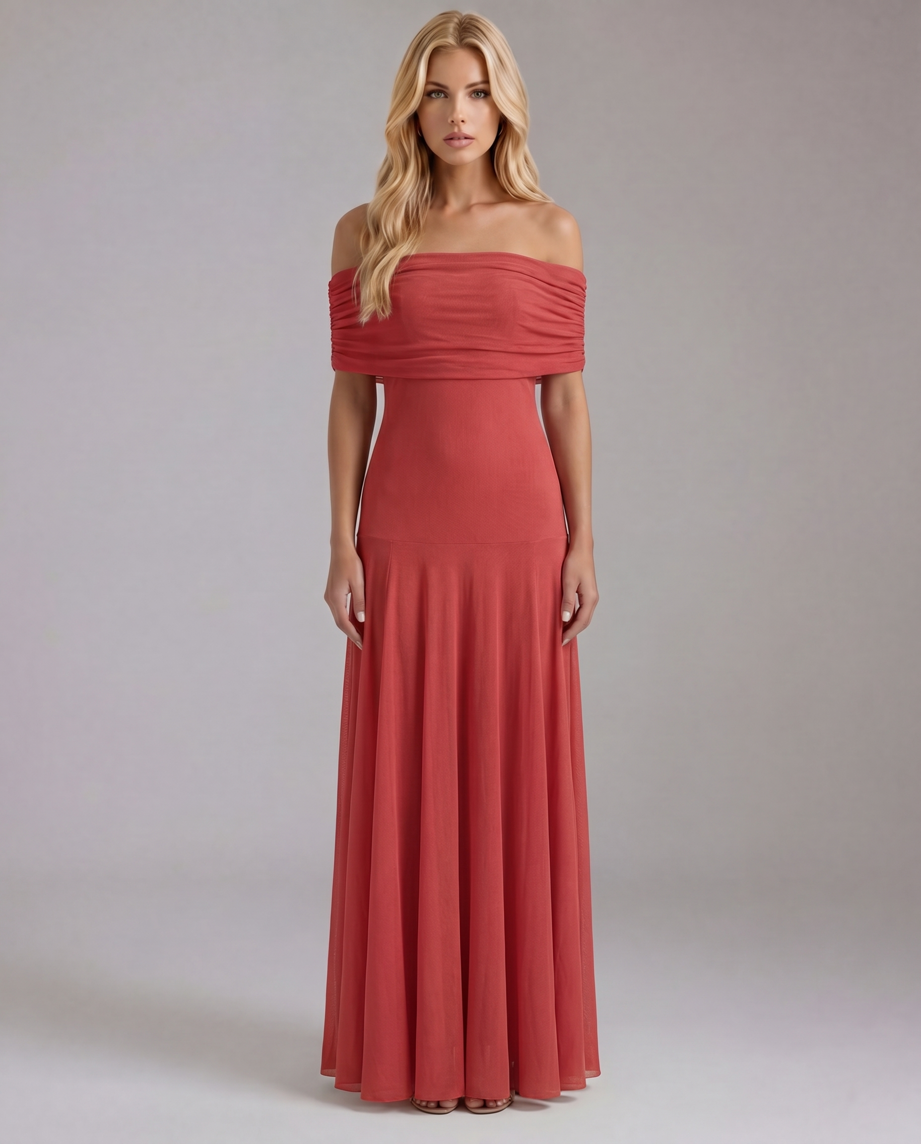 Milena Draped Maxi Dress - Red