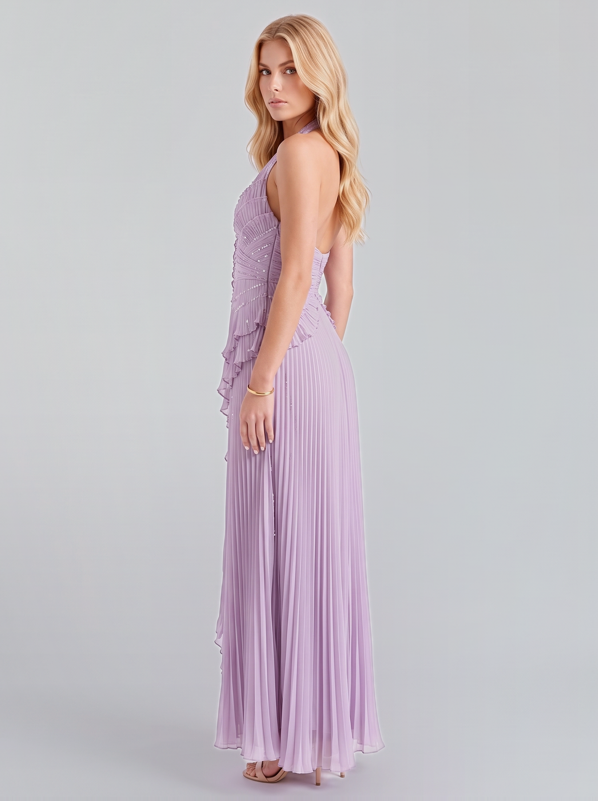 Mireille Pleated Maxi Dress - Lilac