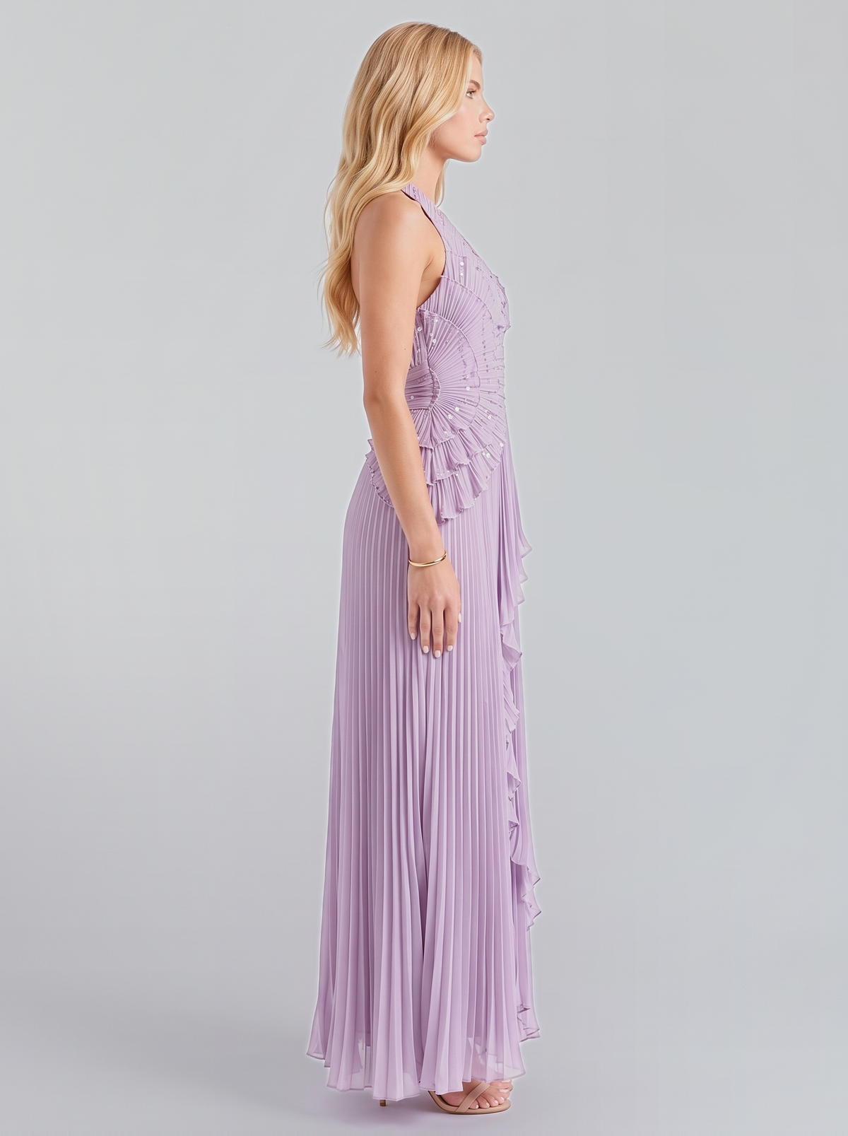 Mireille Pleated Maxi Dress - Lilac