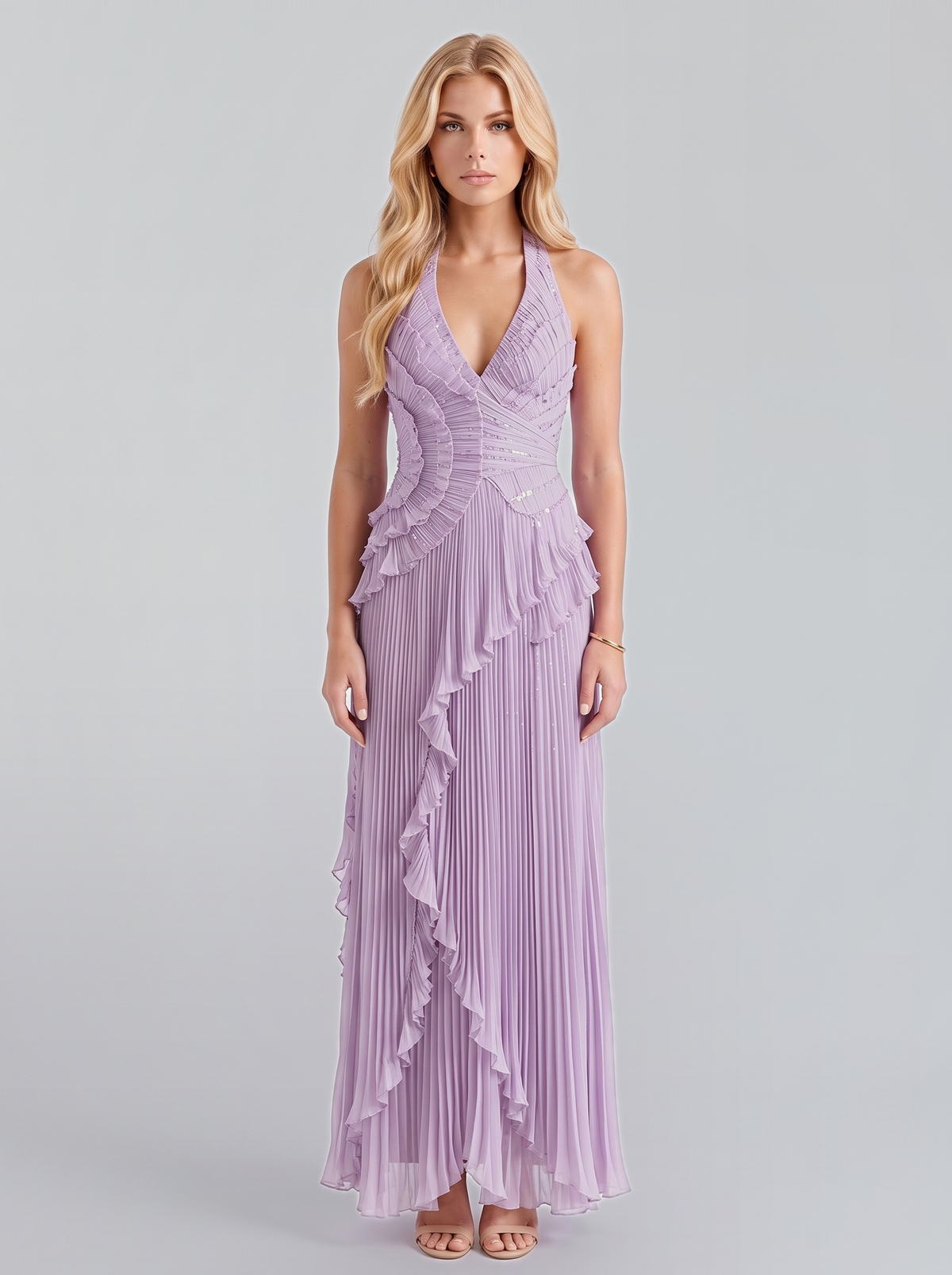 Mireille Pleated Maxi Dress - Lilac