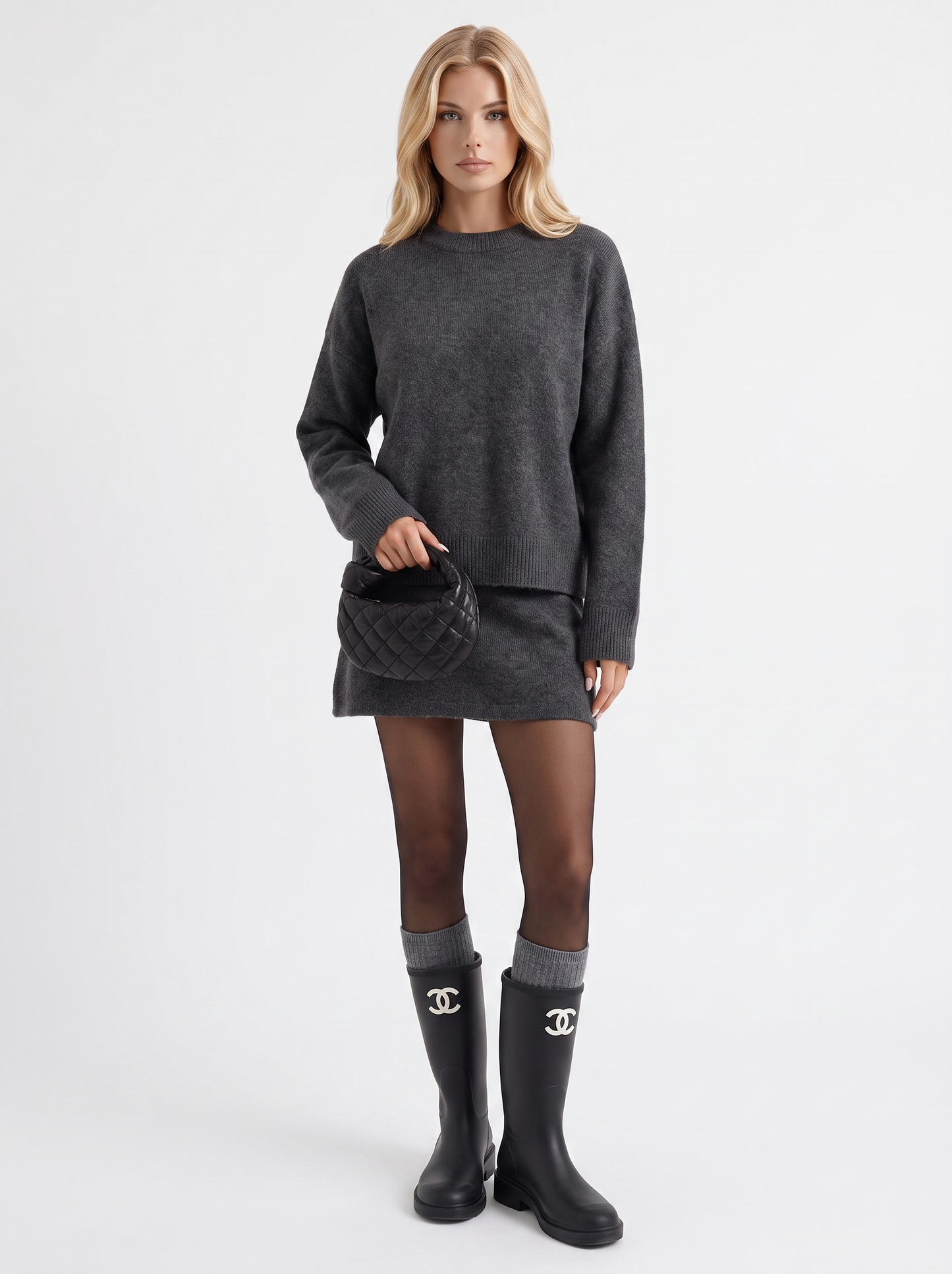 Nicolette Skirt Set - Grey
