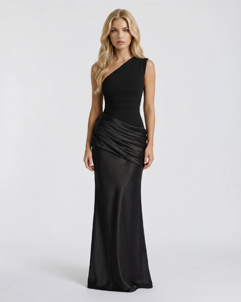 Noelle Draped Maxi Dress - Black