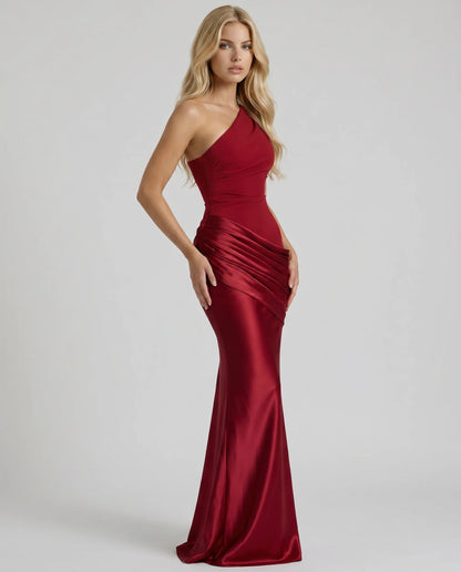 Noelle Draped Maxi Dress - Burgundy