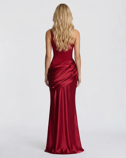 Noelle Draped Maxi Dress - Burgundy