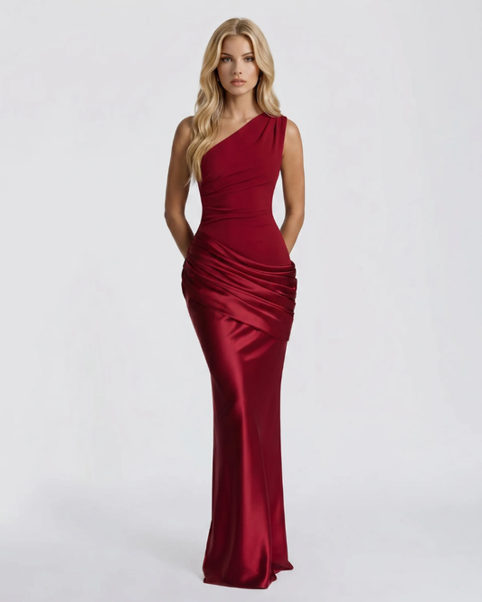 Noelle Draped Maxi Dress - Burgundy
