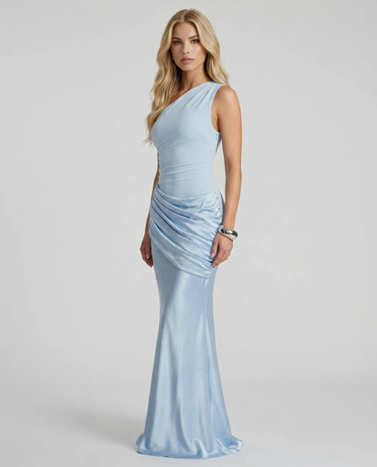 Noelle Draped Maxi Dress - Light Blue
